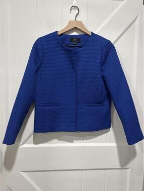 J.Crew Women's Blue Textured Button-Up Blazer Jacket, Size 2